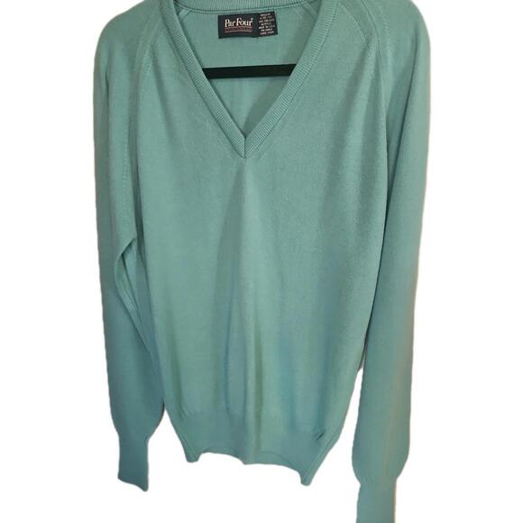 VTG Par Four Sportswear Golf Sweater V-Neck Raglan Sleeve Aqua  Blue Medium - Picture 1 of 4